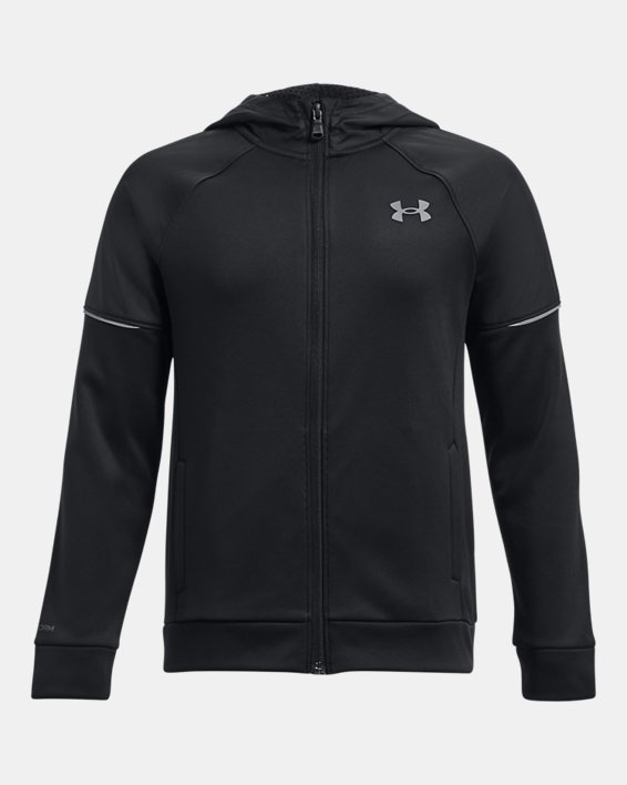 Boys' UA Storm Armour Fleece® Full-Zip Hoodie, Black, pdpMainDesktop image number 0